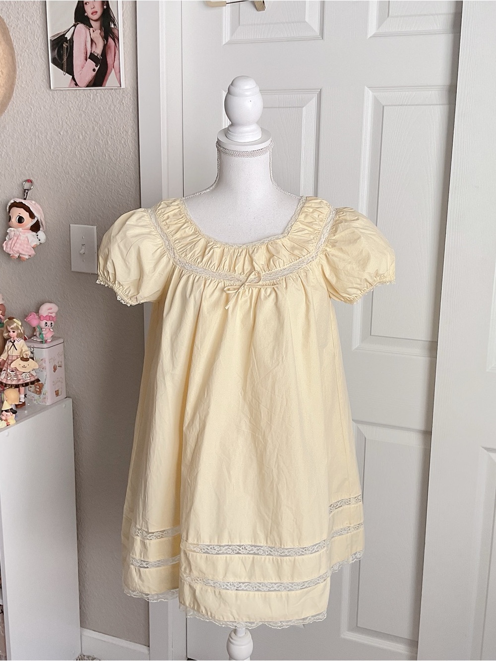 Cider Yellow Puff-Sleeve Babydoll Dress